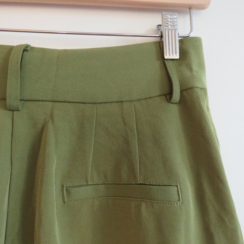 JASON WU High Rise Pleated Crepe Pants in Khaki Green Minimalist - Size US 2 - Picture 8 of 12